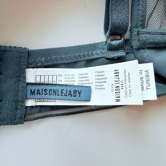 NWT Maison Lejaby Sin Embroidered Underwired Triangle Bra in Lagoon Teal 34D - Picture 7 of 8